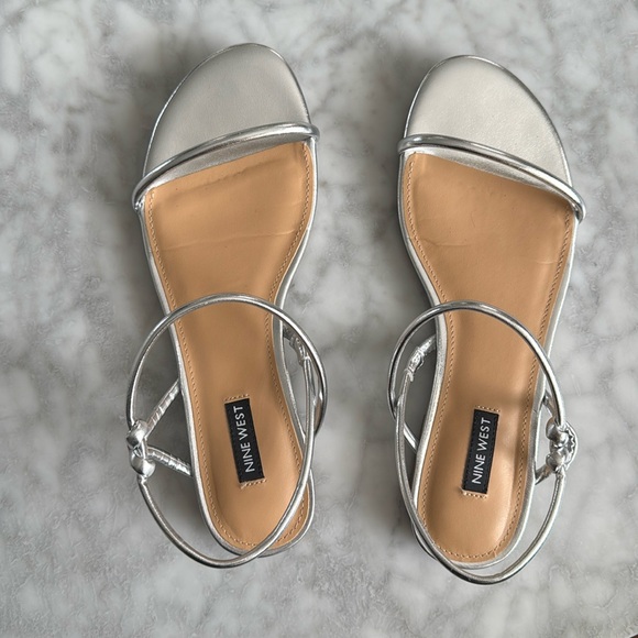 Nine West Shoes - Nine West Maizy Flat Silver Sandal